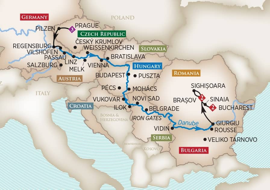 danube river cruises map